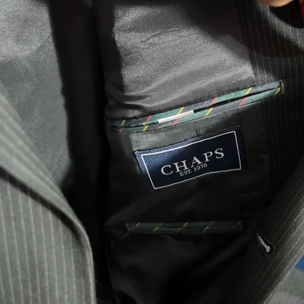 Chaps Men's Pinstripe Blazer Jacket Dark Gray‎ Size 42R